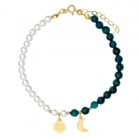 Bratari cu Perle si Aur 14K - Brățara Midnight cu Aur 14K, Perle de Mallorca și Agate – Eleganță, Simbolism și Stil pentru Femeia Modernă