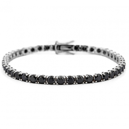 Bijuterii aur, argint, diamante, inox - Brățara Midnight Tennis din Argint 925 - Eleganță și Durabilitate pentru Orice Ocazie