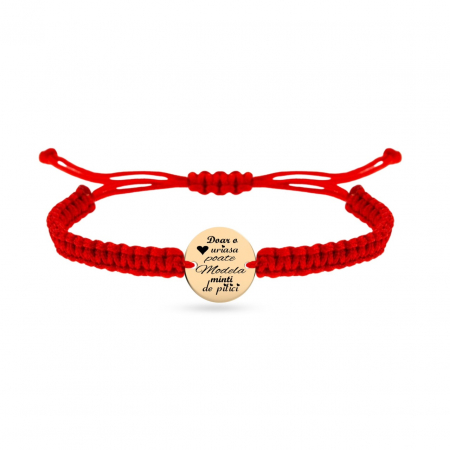Bratari cu Banut Aur 14K - Brățară pentru Învățătoare din Aur 14K - Cadou Personalizat cu Mesajul "Doar o inimă uriașă"