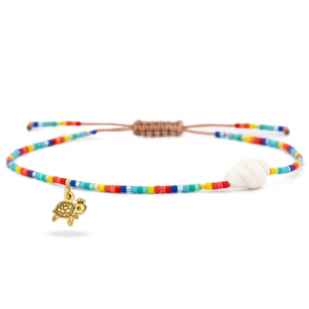 Bijuterii AUR 14K - Brățară reglabilă de picior My Little Turtle cu Miyuki și charm din AUR 14K – Bijuterie elegantă și personalizabilă
