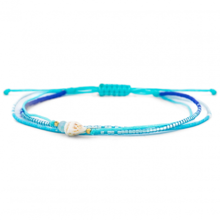 Bijuterii aur, argint, diamante, inox - Brățară reglabilă Ocean Shell din AUR 14K cu Miyuki și bilute Diamond Cut, 3 în 1, eleganță și personalizare
