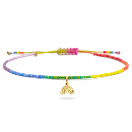 Bijuterii AUR 14K - Brățară reglabilă Over the Rainbow cu charm din AUR 14K și Miyuki, eleganță și personalizare unică