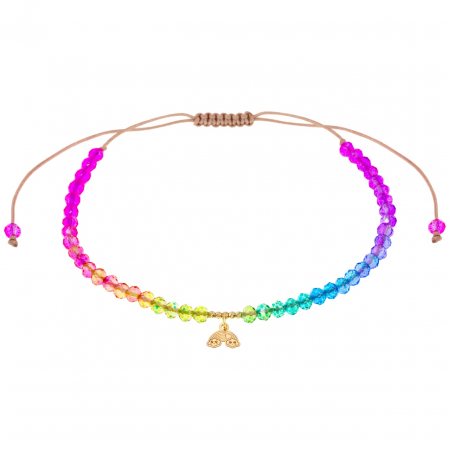Brățări cu Aur 14K - Brățară reglabilă de picior Over the Rainbow din aur 14K, cu pandantiv și biluțe strălucitoare, perfectă pentru vară