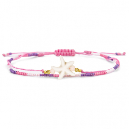 Bijuterii AUR 14K - Brățară reglabilă Pink Star cu Miyuki și bilute din AUR 14K – Eleganță și personalizare exclusivă