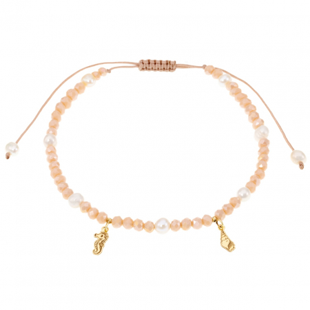 Bijuterii aur, argint, diamante, inox - Brățară reglabilă de picior Sea Life din aur 14K cu cristale, perle de cultură și pandantive marine elegante