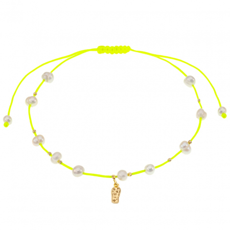 Bijuterii aur, argint, diamante, inox - Brățară reglabilă Summer Shoe cu perle de cultură, pandantiv din aur 14K și design vesel, perfectă pentru vara și cadou special