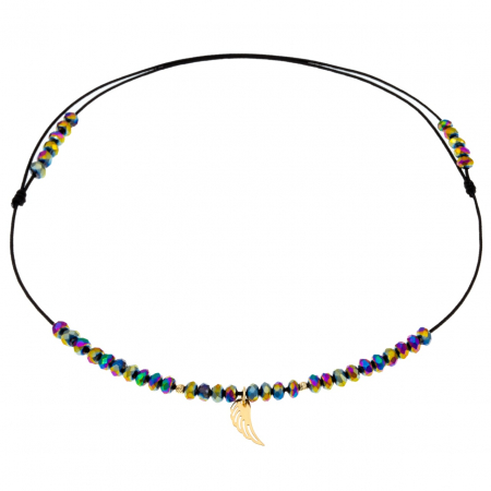 Bijuterii AUR 14K - Brățară reglabilă pentru picior cu cristale, charm din aur 14K și biluțe striate – Eleganță și simbolism sofisticat