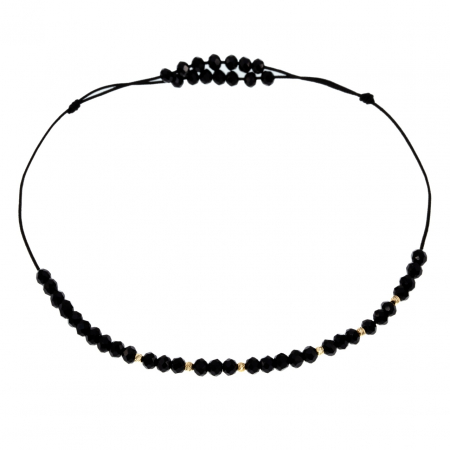 Bijuterii AUR 14K - Brățară reglabilă pentru picior cu cristale, biluțe din aur 14K și șnur de mătase – Eleganță și personalizare