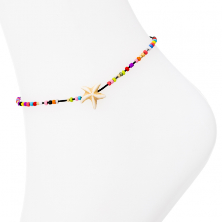 Brățară reglabilă pentru picior cu cristale, stelută de mare și biluțe din aur 14k – Eleganță și stil de vară [2]
