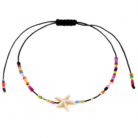 Bijuterii AUR 14K - Brățară reglabilă pentru picior cu cristale, stelută de mare și biluțe din aur 14k – Eleganță și stil de vară
