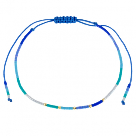 Bijuterii AUR 14K - Brățară reglabilă Blue Summer din aur 14K și mărgele Miyuki – Eleganță și rafinament pentru ținute estivale