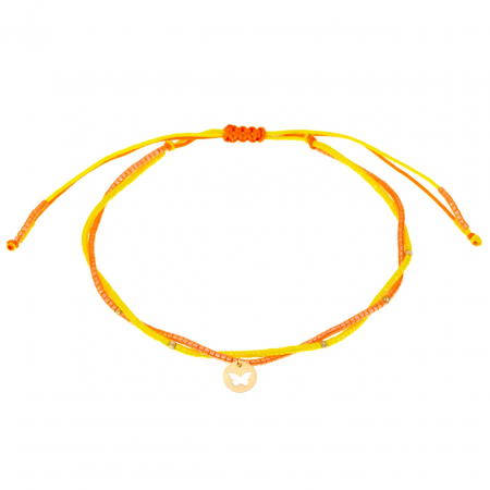 Brățări cu Aur 14K - Brățara reglabilă pentru picior cu fluturaș decupat și biluțe din aur 14K, eleganță și personalizare