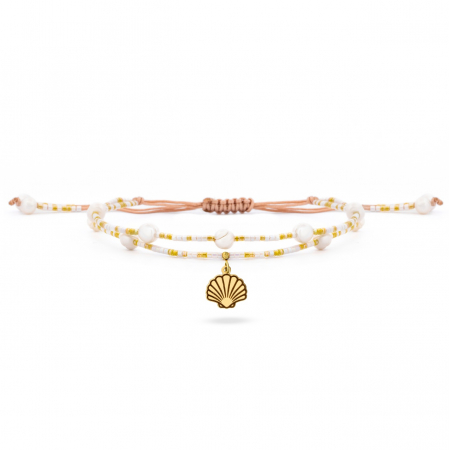Bijuterii aur, argint, diamante, inox - Brățară reglabilă pentru picior cu Perle Naturale, Aur 14K și Mărgele Miyuki – Eleganță și Rafinament în Vară