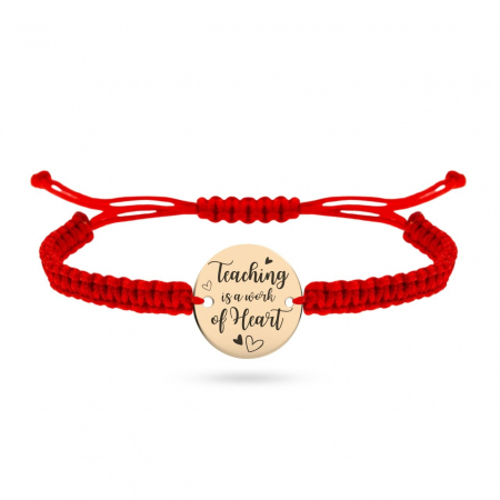 Bijuterii aur, argint, diamante, inox - Brățară "Teaching is a Work of Heart" din Aur 14K – Cadou pentru Profesori, Dedicare și Eleganță