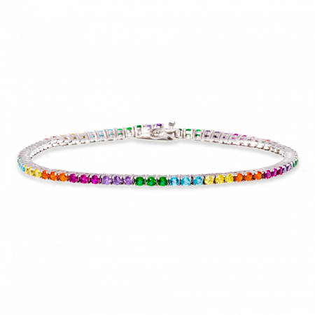 Brățări din Argint - Brățară Tennis din Argint 925 cu Cristale Multicolore – Eleganță și Stil Vibrant pentru Ocazii Speciale