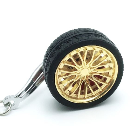 Cadouri - Breloc metalic anticoroziv model roata auto tunning cu janta si disc de frana 10 x 3.5 x 2 cm Auriu – IoArtify.ro