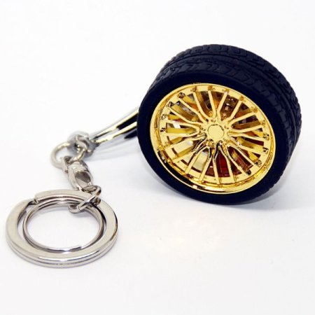 Breloc metalic anticoroziv model roata auto tunning cu janta si disc de frana 10 x 3.5 x 2 cm Auriu – IoArtify.ro [1]