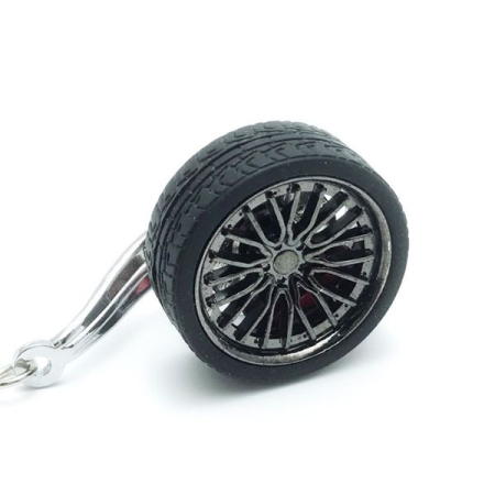 Cadouri - Breloc metalic anticoroziv model roata auto tunning cu janta si disc de frana 10 x 3.5 x 2 cm Negru – IoArtify.ro