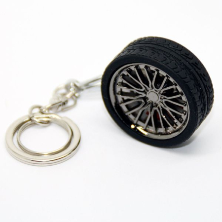 Breloc metalic anticoroziv model roata auto tunning cu janta si disc de frana 10 x 3.5 x 2 cm Negru – IoArtify.ro [1]