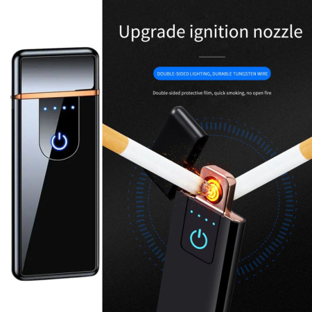 Bricheta Electrica Antivant in Cutie Incarcare USB Senzor Digital Aprindere cu Inductie pentru 2 Tigari Simultan Indicator LED Negru 78.528.59.5 mm – IoArtify.ro [5]