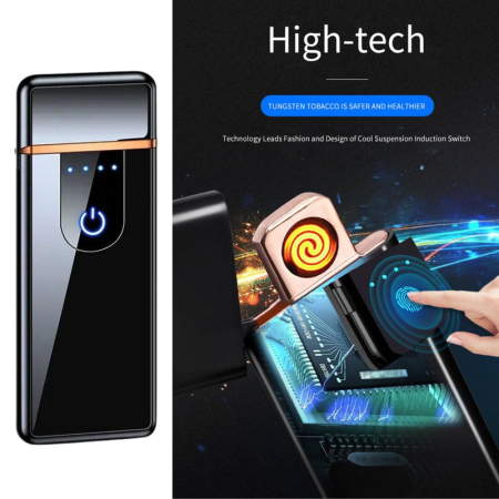 Bricheta Electrica Antivant in Cutie Incarcare USB Senzor Digital Aprindere cu Inductie pentru 2 Tigari Simultan Indicator LED Negru 78.528.59.5 mm – IoArtify.ro [4]