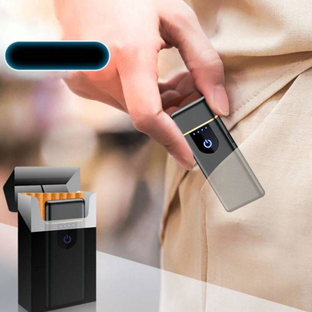 Bricheta Electrica Antivant in Cutie Incarcare USB Senzor Digital Aprindere cu Inductie pentru 2 Tigari Simultan Indicator LED Negru 78.528.59.5 mm – IoArtify.ro [3]