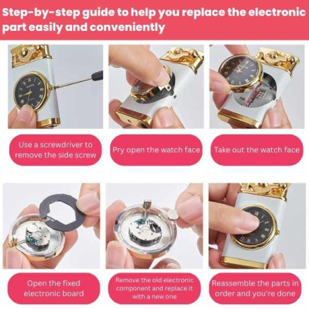 Bricheta Reincarcabila pe Gaz cu Flacara Alba Antivant si Ceas Reglabil Incorporat 7.5 x 3.8 x 1.5 cm Alb cu Auriu – IoArtify.ro [5]