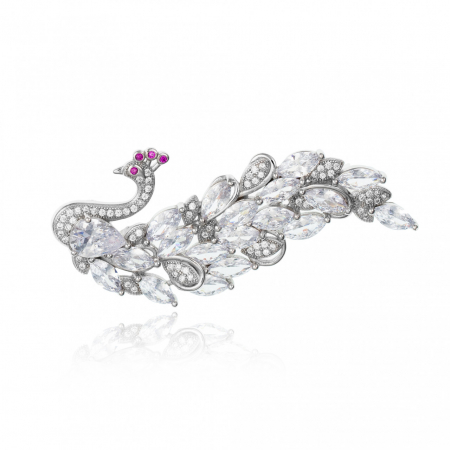 Broșe din Argint - Brosa din argint 925 cu cristale Crystal Peacock