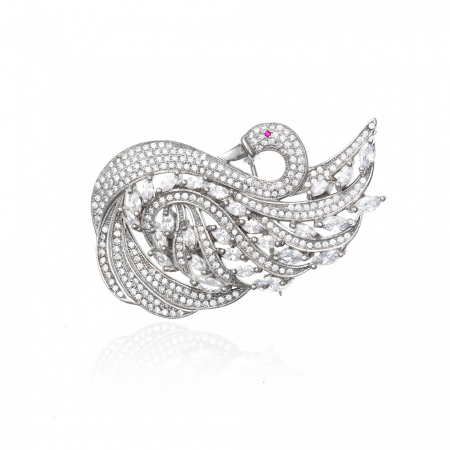 Broșe din Argint - Brosa din argint 925 cu cristale Elegant Swan