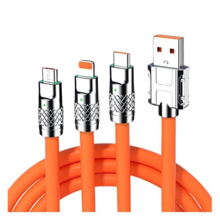 Cablu de încărcare Fast Charge 3 în 1, 120W, 2m, Roșu – Încărcare rapidă și durabilă pentru toate dispozitivele tale [1]