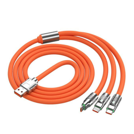 Accesorii GSM - Cablu de încărcare Fast Charge 3 în 1, 120W, 2m, Roșu – Încărcare rapidă și durabilă pentru toate dispozitivele tale