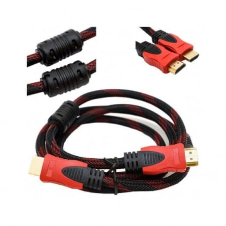 ELECTRONICE, IT & GADGET-URI - Cablu HDMI 5M Textil Ecranat Rosu - 4K Full HD TV Monitor