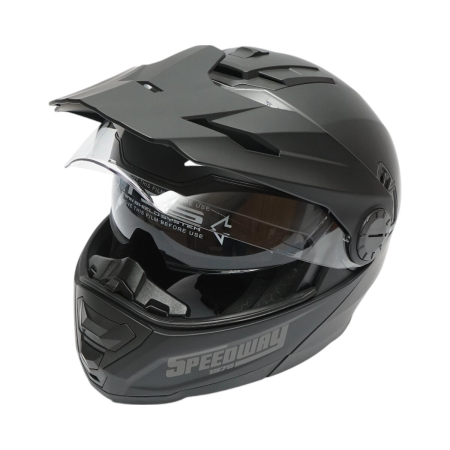 Casca motocross integrala negru mat cu viziera transparenta si ochelari de soare marimea XL model LION cu sistem de ventilatie avansat – IoArtify.ro [1]