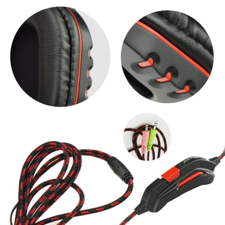 Casti Gaming Nemezis Premium Microfon Inclus Reglaj Pe Fir Negru Rosu cu Sunet Stereo – IoArtify.ro [2]
