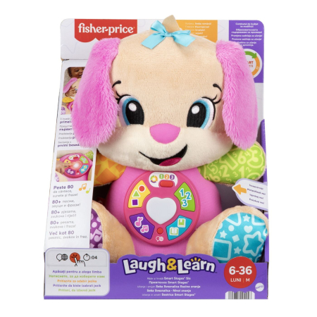 JOCURI SI JUCARII - Fisher Price Catelusa Interactiv cu Urechi Roz Rade si Invata Sunete Realiste - IoArtify.ro