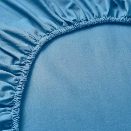 Cearceaf de Pat cu Elastic din Bumbac, 150x200 cm, Albastru – Confort și Durabilitate pentru Somn Perfect [4]