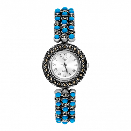 Ceasuri din Argint - Ceas Elegant din Argint 925 cu Marcasite, Personalizabil și Lucrat Manual, Ideal pentru Ocazii Speciale
