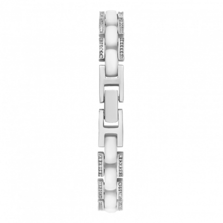 Ceas Elegant din Argint 925 și Ceramică Albă, Design Modern cu Cristale, Personalizabil [1]