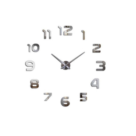 Ceas Mare de Perete cu 12 Cifre Argintii, Dimensiuni Personalizabile, Design Modern și Ușor de Montat [1]