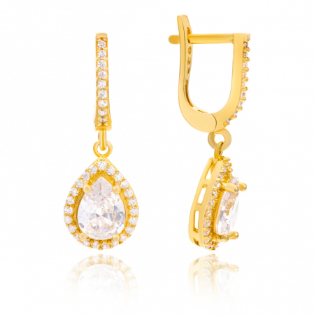 Bijuterii aur, argint, diamante, inox - Cercei din argint 925 placat cu aur galben – eleganță și rafinament pentru ocazii speciale
