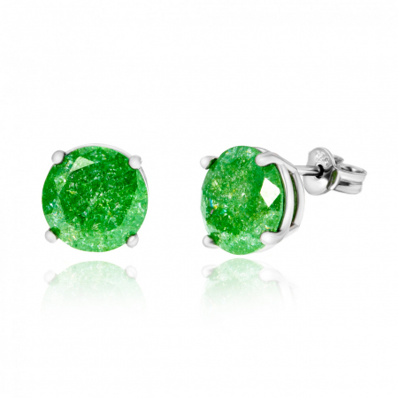 Bijuterii aur, argint, diamante, inox - Cercei din argint 925 cu Quartz Verde