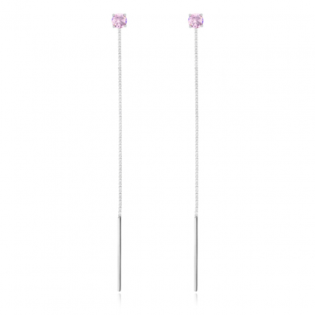 Cercei din Argint - Cercei Glow Pink din Argint 925 – Eleganță, Strălucire Durabilă și Design Rafinat pentru Fiecare Ocazie