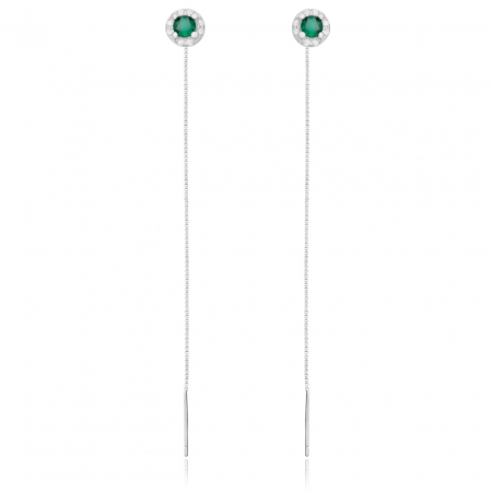 Bijuterii aur, argint, diamante, inox - Cercei Green Shimmer din Argint 925 – Eleganță, Rafinament și Strălucire pentru Ocazii Speciale