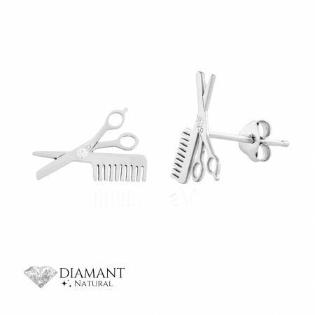 Bijuterii aur, argint, diamante, inox - Cercei din Argint cu Diamante Naturale – Eleganță și Rafinament pentru Ocazii Speciale