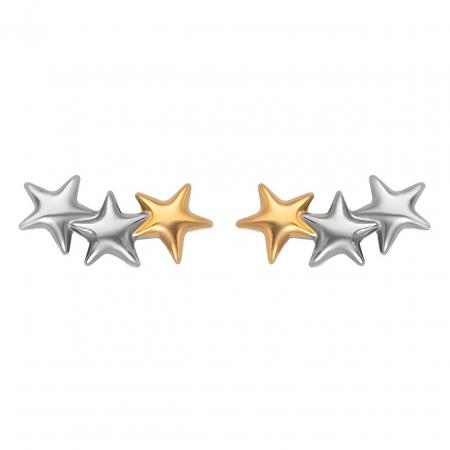 Cercei Inox și AUR - Cercei Multistars din Inox placati cu AUR 18K