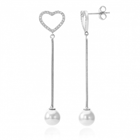 Bijuterii aur, argint, diamante, inox - Cercei Passionate Pearls din argint