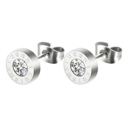 Cercei Inox și AUR - Cercei Timeless White din Inox placat cu AUR alb 18K – Eleganță durabilă pentru orice ocazie