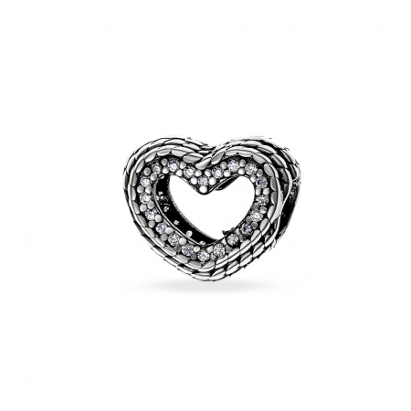Charmuri din Argint - Charm din Argint 925 Crystal Heart Supreme – Eleganță și Rafinament pentru Brățara Ta