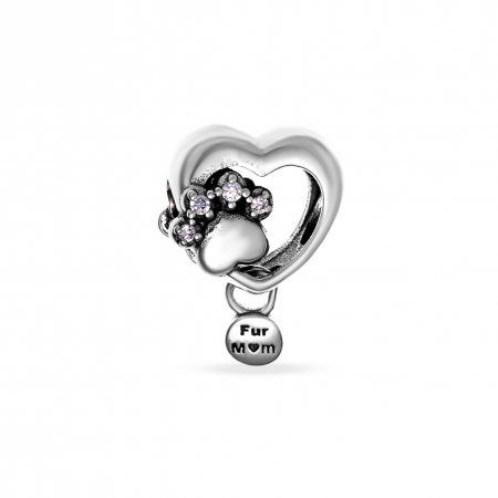 Charmuri din Argint - Charm din Argint 925 Fur Mom – Accesoriu Elegant pentru Iubitorii de Animale