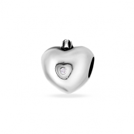 Charmuri din Argint - Charm din Argint 925 Heart Double Crystal – Eleganță și Rafinament pentru Colecția Ta de Bijuterii